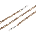 Close-up of beige acrylic glasses chain with lobster clasps and rubber loops - Khaki