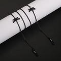 Minimalist black glasses chain with matte bow pendants and adjustable rubber loops - Bow Pendant Chain / Black
