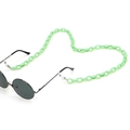 Detail of light green acrylic eyeglass chain with silver lobster clasp on black frames - 3 Green