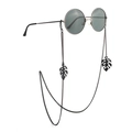 Modieuze zwarte brillenketting met holle bladhangers voor zonnebrillen of brillen - Hol Blad Zwart Stijl / Zwart