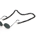 Detail shot of chunky black acrylic eyeglass chain with vintage round sunglasses - 5 Black