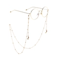 Golden round glasses with meteor enamel decorative metal chain on white background - Meteor Pendant Gold Glasses Chain Set (GL785)