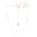 Golden metal eyewear chain with playful fried egg charms and non-slip eyeglass straps - Gold Fried Egg Style (GL793)