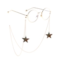 Round gold glasses with matching metal chain and vintage star-shaped floral pendants - Gold Five-pointed Star Floral Style (GL824)