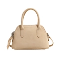 Minimalist beige shell crossbody bag with top handles and stylish long tassel detail - Off-white