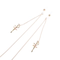 Pink rhinestone ballerina charms on a golden anti-slip eyewear chain holder - Pink Ballerina (GL822) / Gold