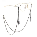 Retro round gold metal glasses with a decorative windmill pendant neck strap chain - Black Windmill Style (GL786)