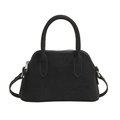 Classic black textured shell crossbody bag with top handles and silver hardware detail - Black