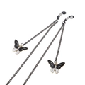 Fashionable black butterfly eyewear chain with enamel pendant and non-slip rubber loops - Black Butterfly Style (GL837)