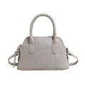 Light gray shell-shaped handbag with adjustable shoulder strap and pebbled leather texture - Blue