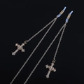Golden eyewear chain with rhinestone cross pendants and non-slip silicone loops - Gold