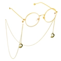 Gouden brillenketting met hanger van maan en kat voor ronde brillen van metaal - Maan en Kat Stijl / Goud