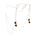 Golden metal eyewear chain with mini sunglasses pendants and beads for round glasses - Gold Mini Sunglasses Pendant Style