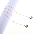 Golden metal eyewear chain with blue enamel moon pendant and silicone loops for glasses - Gold Moon Star Pendant Style (GL809)