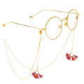 Retro gold round eyeglasses with colorful tassel fan metal chain accessory - Gold Thin Chain With Colorful Fan-shaped Tassels (GL317)