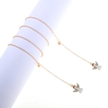Golden anti-slip eyewear chain featuring sparkling rhinestone angel pendants with enamel details - Gold Angel Style (GL811)
