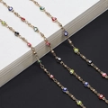Golden chain for eyewear with colorful evil eye charms in a minimalist ethnic style - Evil Eye Beaded Style / Gold/Multicolor