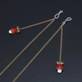 Golden Christmas glasses chain with red reindeer bell pendants and non-slip loops - Christmas Bell Antlers Style (GL710) / Gold