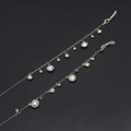 Catena dorata per occhiali con perle bianche e strass scintillanti per occhiali e maschere - Stile Oro Perla Strass / Oro
