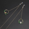 Golden metal eyewear chain with cute bunny, carrot, and green leaf enamel charms - Rabbit Carrot Pendant Style / Gold