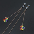 Golden metal glasses chain set with moon rainbow pendants and anti-slip silicone loops - Rainbow Round Pendant (GL635)