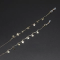 Golden star eyeglass chain with metal curved tubes and silicone anti-slip loops - Gold