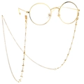Rond gouden brilmontuur met fijne kruisbedels ketting halsketting brillenaccessoire - Gouden Kruisster Stijl (GL098)