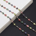Golden chain accessory with colorful evil eye enamel charms on a minimalist background - Multicolor Evil Eye Style (GL661)