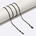 Fashionable black metal sunglasses chain with adjustable non-slip rubber loop connectors - Black