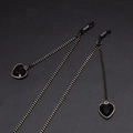 Chic black and gold eyewear chain with crystal heart pendants and silicone loops - Black and Gold Heart Style (GL602)
