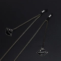 Catenella occhiali nera con ciondolo a labbra argento e cordino intrecciato per occhiali - Stile Pendente a Labbra Nere (GL595)