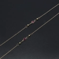 70cm gold glasses chain featuring elegant magenta glass beads and frosted metal accents - Rose Red