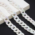 Iridescent white acrylic eyewear chain with large oval links on a minimalist background - Pearlescent Iridescent White (GL559)