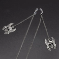 Silver metal eyewear chain featuring vintage gothic winged skull charms and silicone loops - Antique Silver Winged Skull Style
