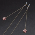 Catenina dorata per occhiali con ciondoli a fiore di ciliegio rosa e perle bianche - Ciondolo Fiore di Ciliegio Rosa (GL564)