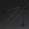 Fashionable black and gold braided eyewear chain with hollow star pendants and grips - Pentagram Pendant Style / Black & Gold