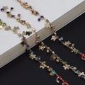 Golden butterfly glasses chain with colorful rhinestones and star charms for women - Butterfly Colorful Rhinestone Gold Chain (GL509)