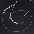 Catenina per occhiali con perle da 6mm e frange dorate per occhiali da sole e maschere - Catena di Perle Grandi / Oro