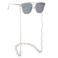 Golden pilot sunglasses featuring elegant white seashell beaded lanyard for women - White Shell Gold Chain (GL359)
