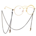 Fashionable black eyewear chain with seahorse pendants and gold metal round frame glasses - Black Seahorse Pendant Style