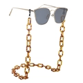 Amber leopard resin glasses chain with gold metal sunglasses on white background - Chunky Amber Chain (GL462) / Amber/Tortoise Shell