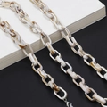 Minimalist marble-textured acrylic eyewear chain with thick links and metal lobster clasp - Shell (Cream White Marble)