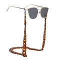 Retro aviator sunglasses with a chunky leopard print acrylic resin eyewear chain - Tortoise