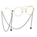 Fashionable gold metal round glasses with a black diamond-shaped pendant neck chain - Black Rhombus Pendant Style / Black