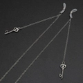 Zilveren metalen brillenkoord met schedelsleutelhanger en antislip siliconen houders - Schedel Sleutel Stijl / Zilver