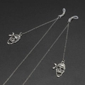 Silver punk skull eyewear chain with metal links and non-slip silicone connectors - Silver