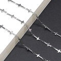 Polished stainless steel cross chain eyewear cord with anti-slip rings for glasses - Steel