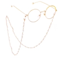 Fashionable round gold sunglasses with elegant handmade pearl chain accessories - Pearl Hanging Chain (GL425)