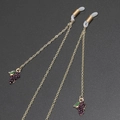 Golden metal eyewear chain with purple grape charms and anti-slip silicone loops - Purple Grape Pendant Style / Gold