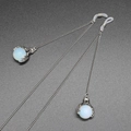 Silver stainless steel eyeglass chain with opal stone beads and adjustable silicone loops - Silver Opal Style / Silver